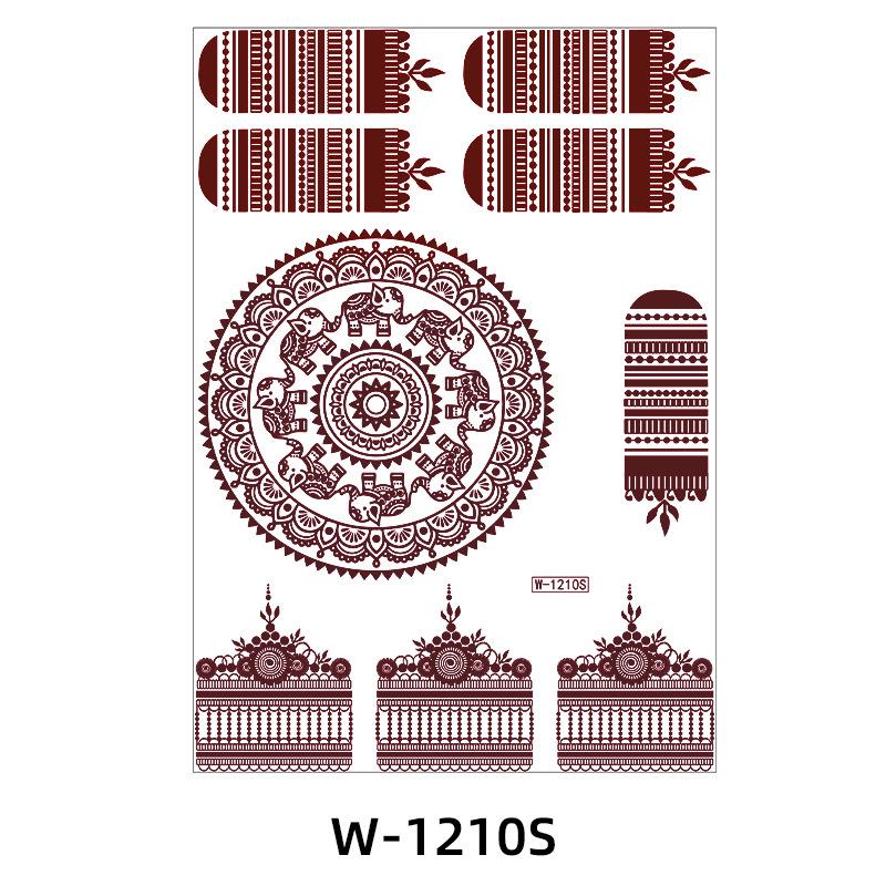 Indian Lace Tattoo Sticker Reddish-Brown Waterproof Tattoo Sticker
