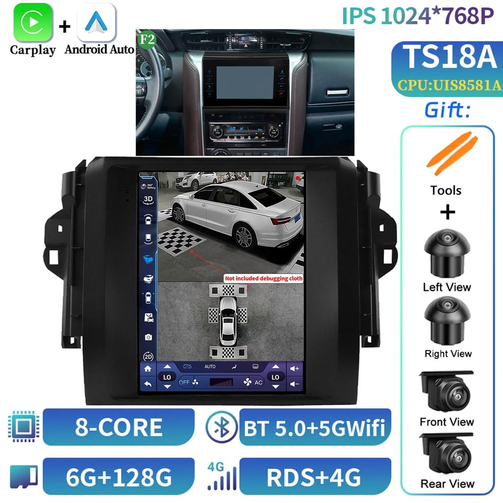 9.7inch Car Radio Multimedia Video GPS For Toyota Fortuner Hilux Revo 2016-2022 Android 14 Navigation CarPlay screenNo Autoradio