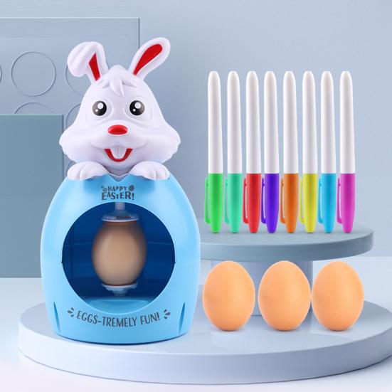 Egg Painting Machine Kit Bunny Spinner with 8 Colorful Markers And 3 Plastic Eggs Easter Egg Decorator Set for DIY Painting Easter Eggs