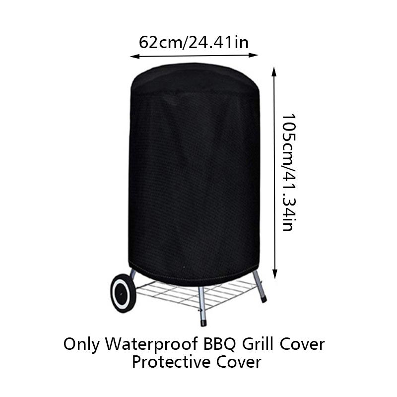 1PC Grill Protector Outdoor Barbecue Grill Cover School Round Camping Oxford Cloth Heavy Duty Black Kicthen