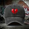 Broken Heart Distressed Baseball Cap Cotton Adjustable Casual Hat For Unisex And Women
