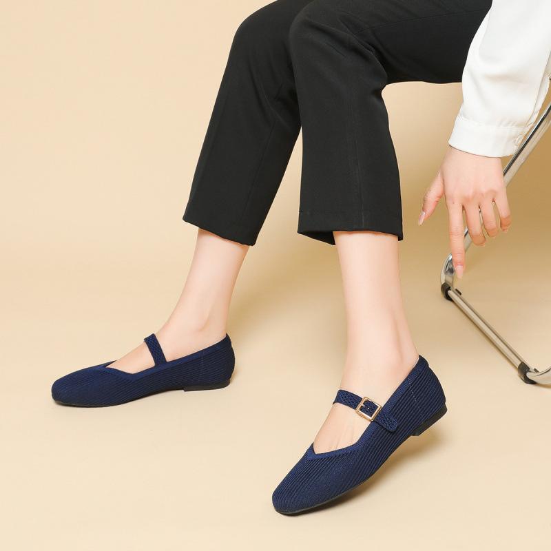 

New versatile breathable knitted flying shoes are not tired of pregnant mother shoes flat single shoes for women 43 синий