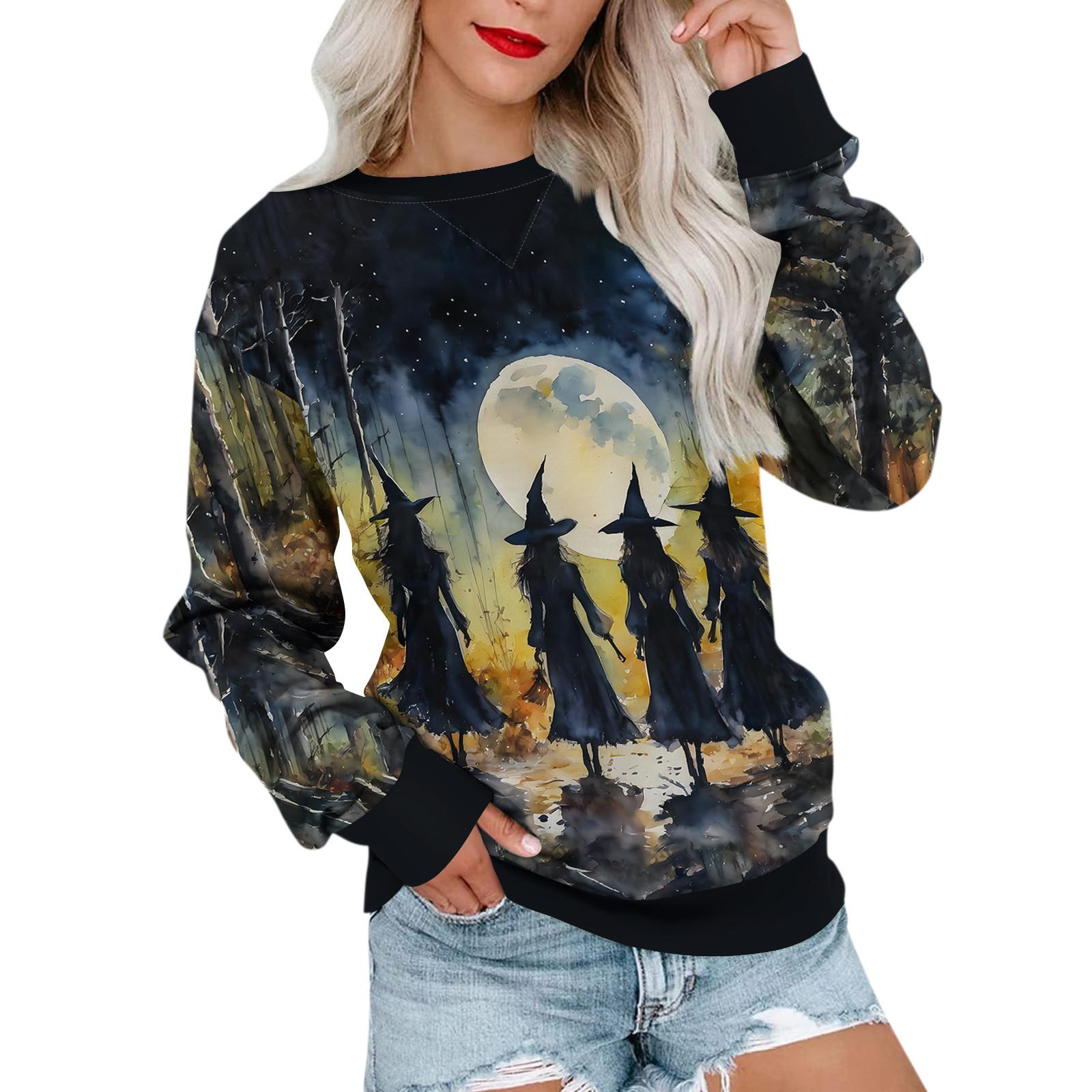 

Женский повседневный пуловер с принтом, рубашка с длинным рукавом, толстовка большого размера XL чёрный