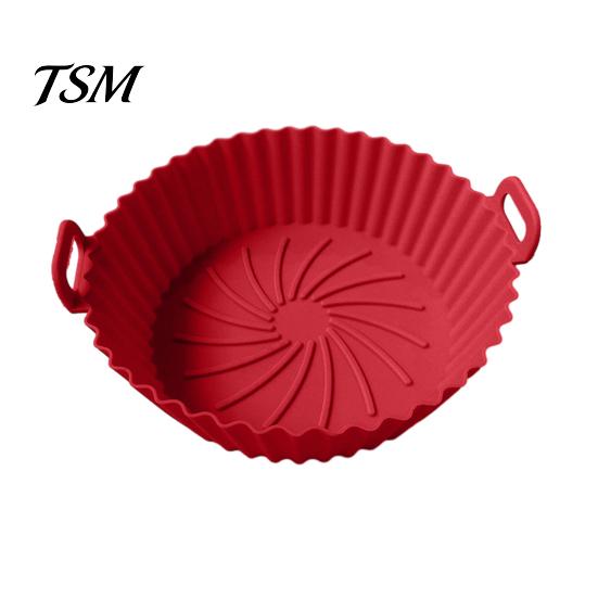 High-temperature Resistant Air Fryer Pan Silicone Liner Round Non-Stick Basket Food-grade Pot Baking with Oil Drain Grooves Accessory for Even