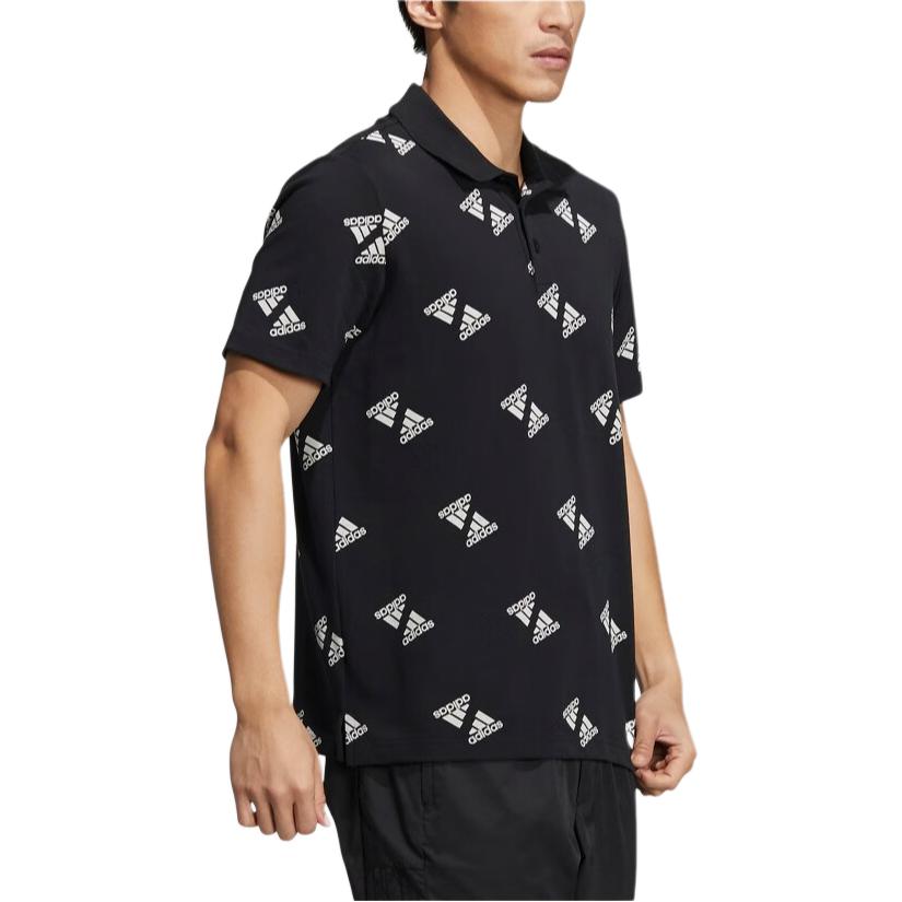 Adidas Polo Shirts Men's Black Polo Collar Moderate Straight Fit HE7432