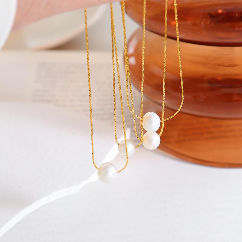 

French Baroque Freshwater Pearl Pendant Necklace - Women s Clavicle Chain