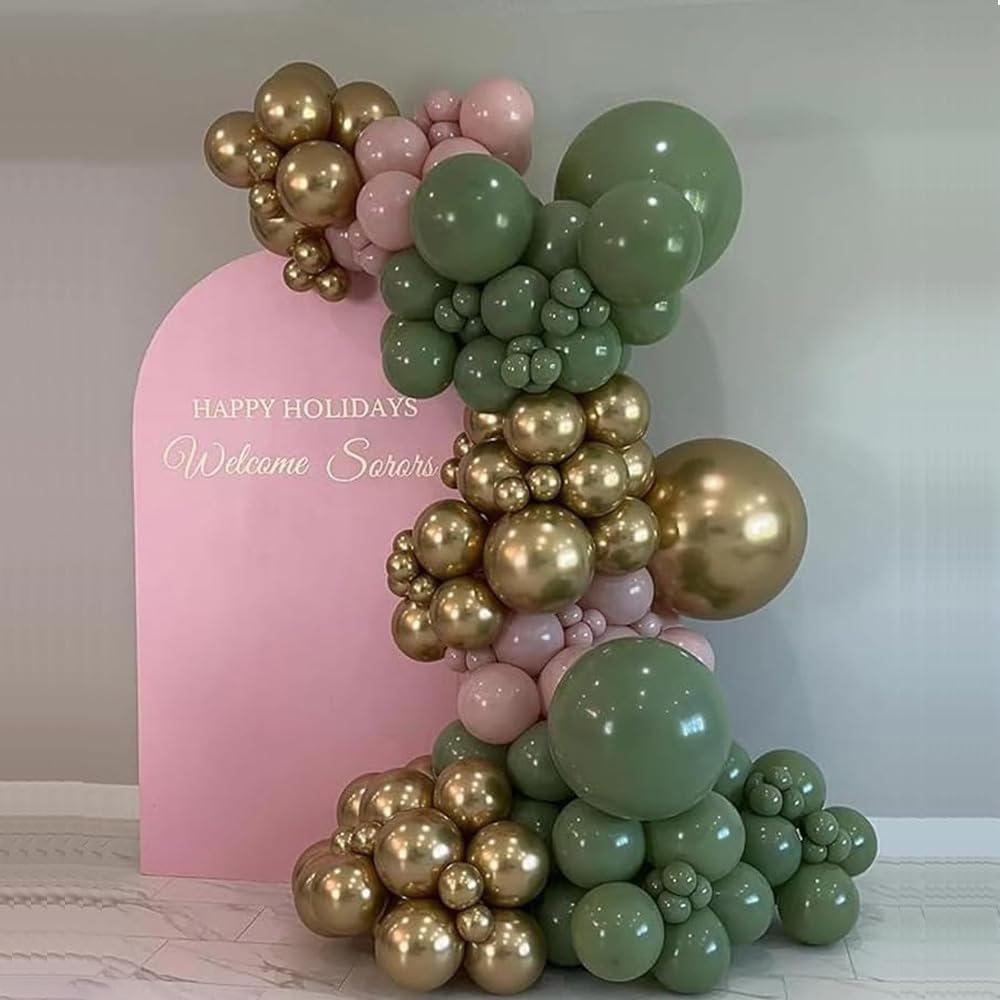 147PCS gray green pink latex balloon set suitable for birthday parties, weddings, Valentine's Day party decoration