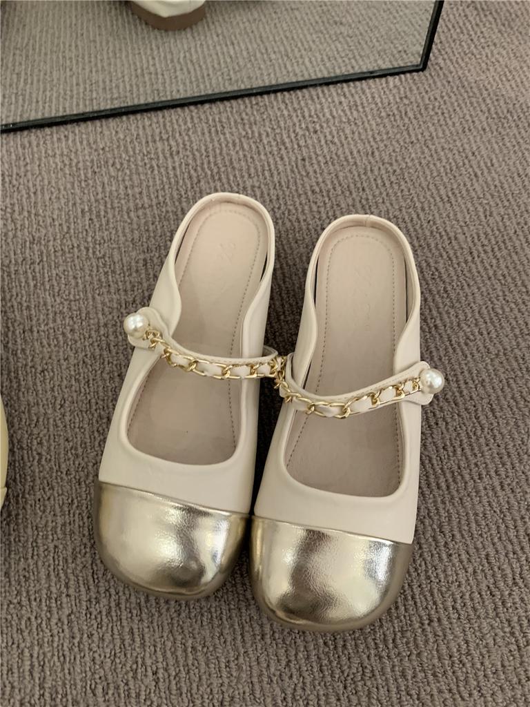 Korean version of comfortable and versatile French retro evening flat shoes half drag 2025 spring and summer women's shoes loafers single shoes