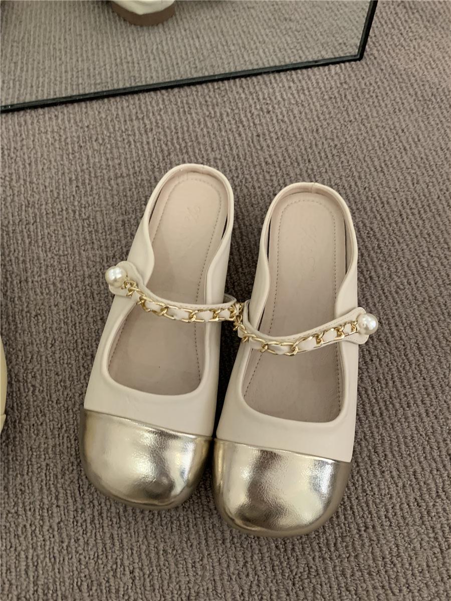 

Korean version of comfortable and versatile French retro evening flat shoes half drag 2025 spring and summer women s shoes loafers single shoes 35