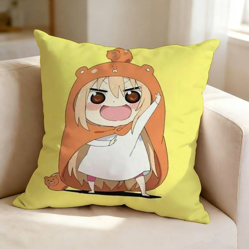 DDoma Umaru Anime HHimouto Umaruchan  Pillow Case Square DoubleSided Sofa Cushion Cover Bedroom Bedside Pillow