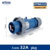 IP67 Waterproof Industrial Angled Plug Socket, 16A/32A, 3-Core, 4-Wire, 5-Pin, Flush Mount, Not Explosion-Proof