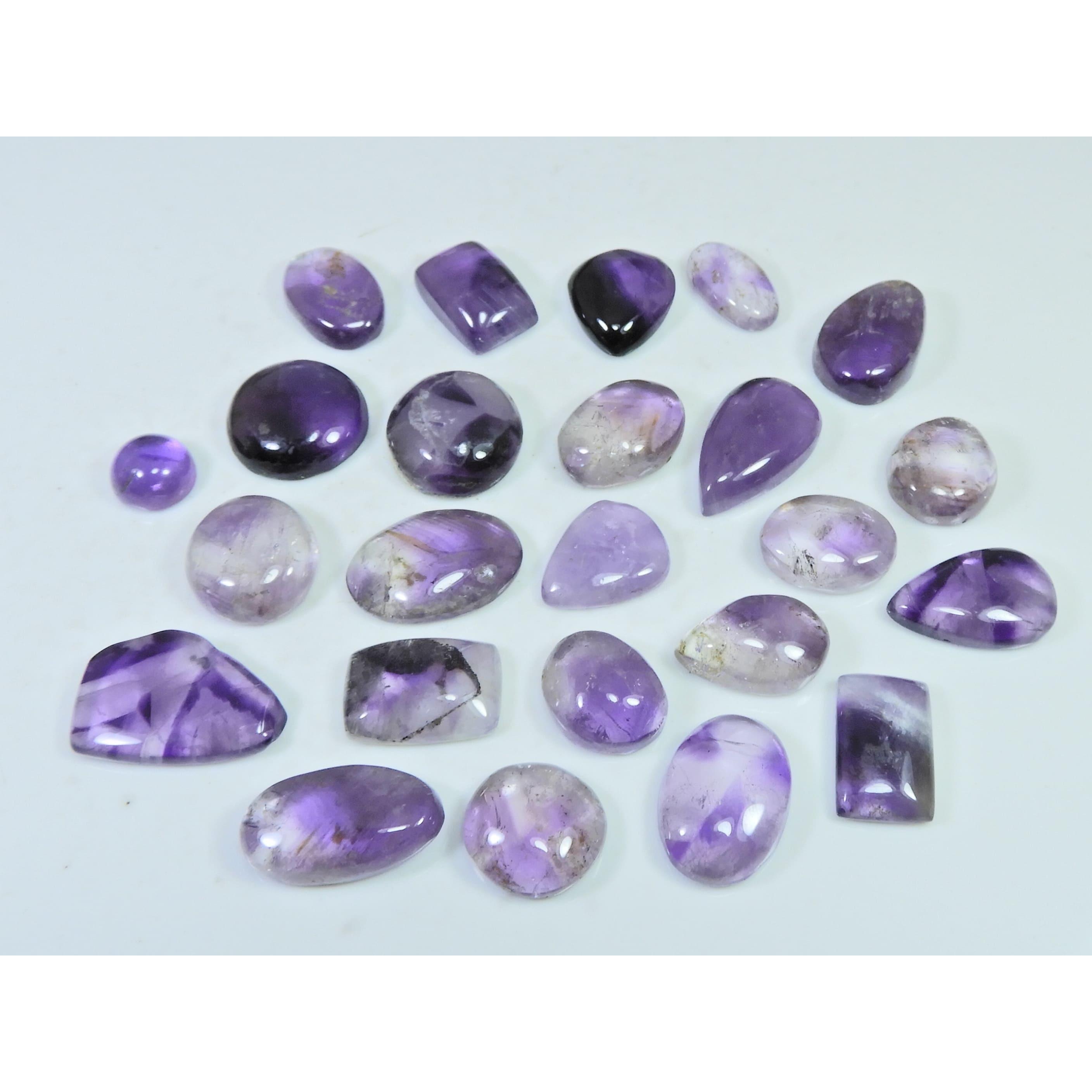 276Cts. Natural Amethyst Lace Agate Mix Shape Cabochon Gemstone 24 Pcs Lot C-1907
