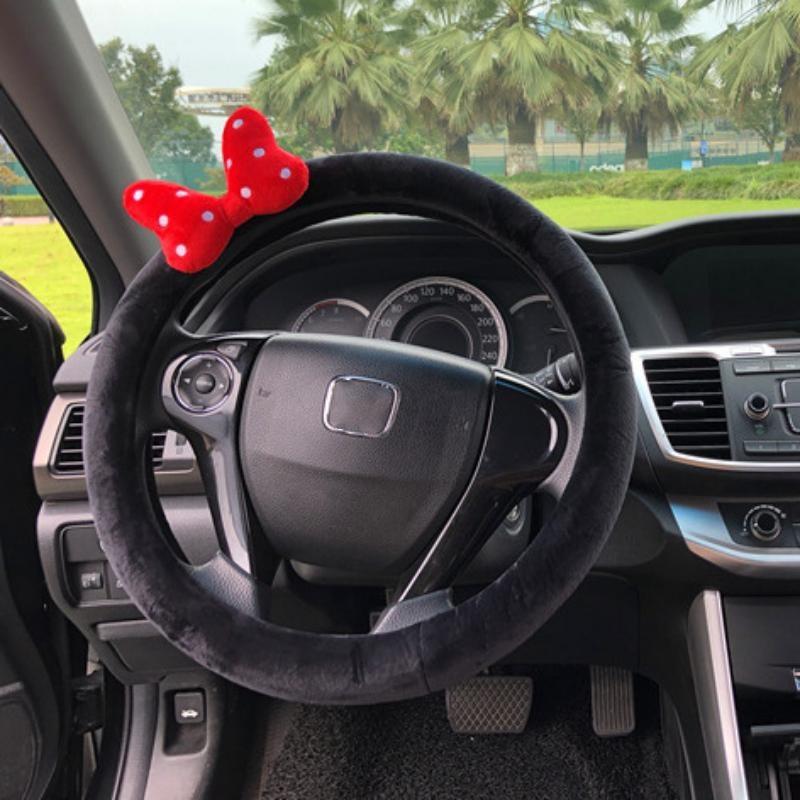 Steering Plush Car Wheel Cover Cartoon Print Four Seasons Installation Easy