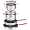 TEFAL G720S604 Opti’Space 6 részes edénykészlet, Lábosok + serpenyők, Hőszigetelt fogantyúk, Fix nyél, Egymásba rakható, Indukciós,