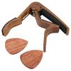 Acoustic Guitar Capo Solid Wood Silica Gel Clamp Ergonomics with 2 Picks for Bass Ukulele Violin
