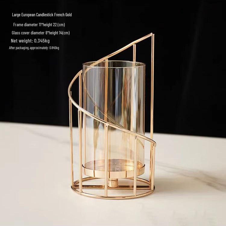 Nordic Romantic Wrought Iron Candlestick Holder - Elegant Candlelight Decor for Living Room & Dining Table