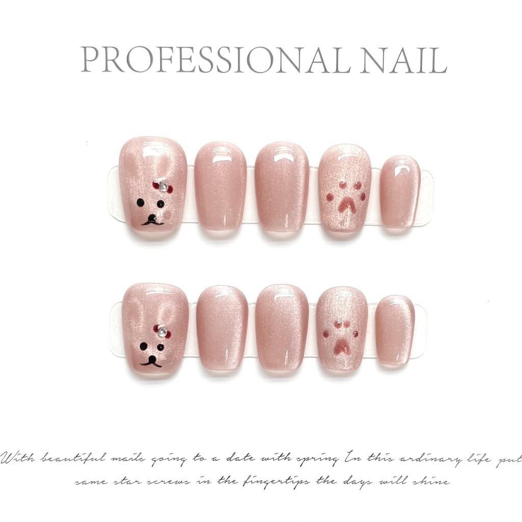 

100% РУЧНАЯ РАБОТА Искусственные ногти ультракороткие в форме гроба Кошачья лапка Светлая чеканка Стеклянная бусина Кошачий глаз Накладные ногти Накладные ногти Многоразовые ногти L