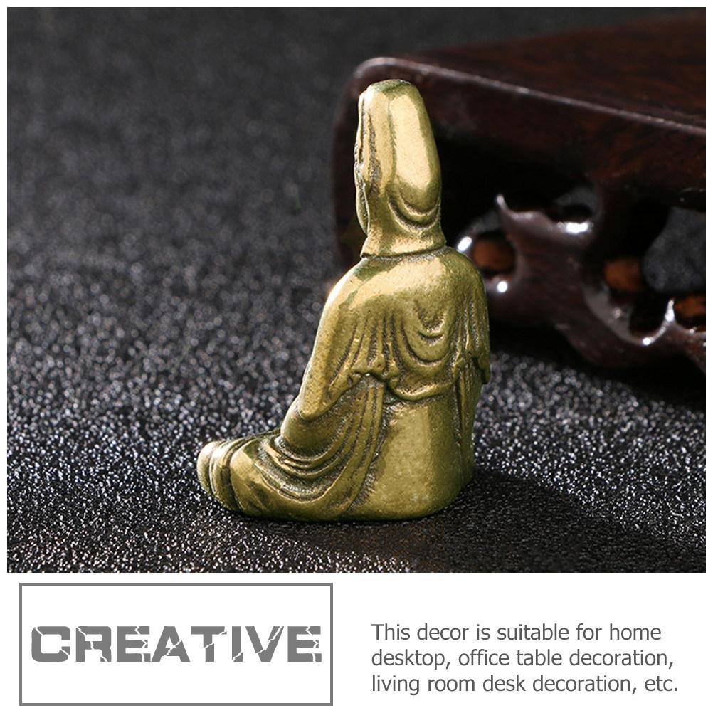 Elegant Simple Design Brass Avalokitesvara Statue Indoor Desktop Decoration Home Supplies Buddhist Tabletop Ornament