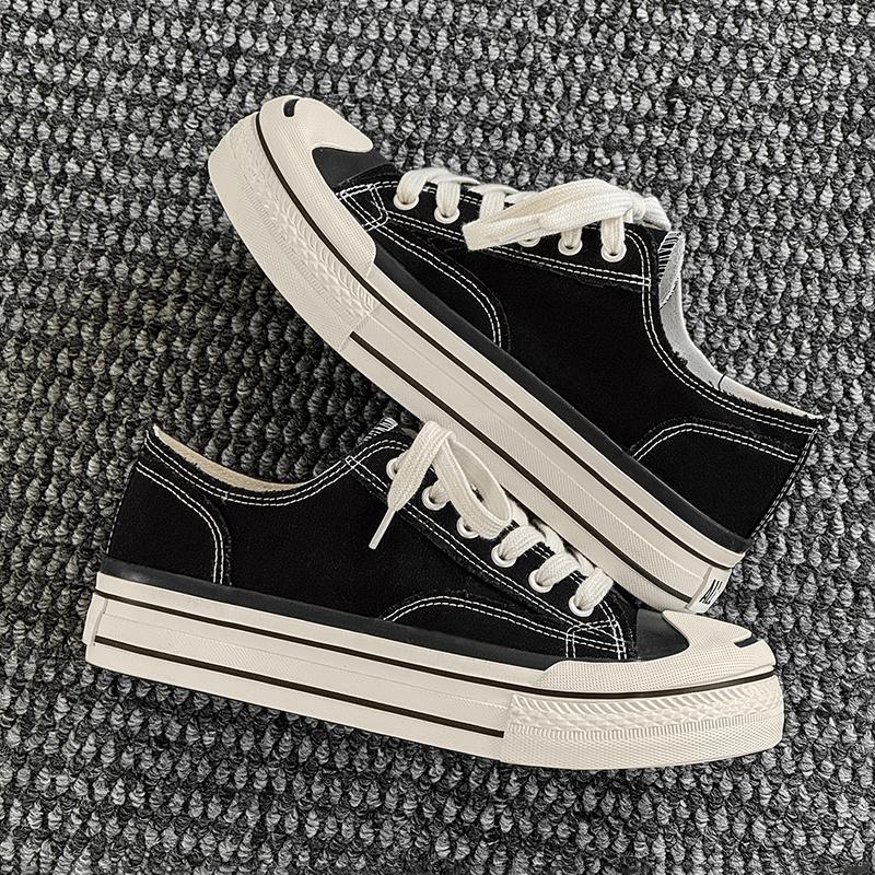 HKDQ Classic White Canvas Shoes Unisex Platform Vulcanization Sneakers Men Women Breathable Casual Sneakers Men's Sports- Shoes*