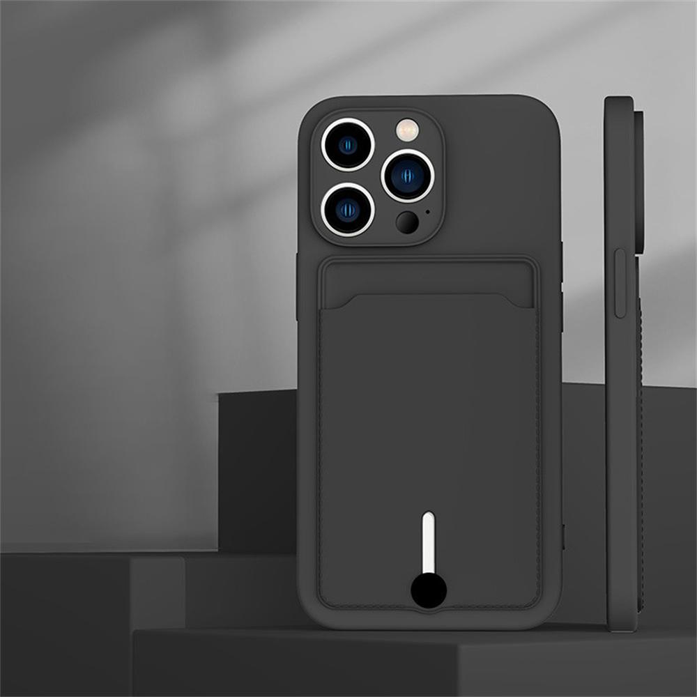 Push Card Slot Wallet Matte Silicone Phone Case For iPhone 16 14 15 Plus 13 12 17 Pro Max X XR XS 7 8 Shockproof Soft Back Cover
