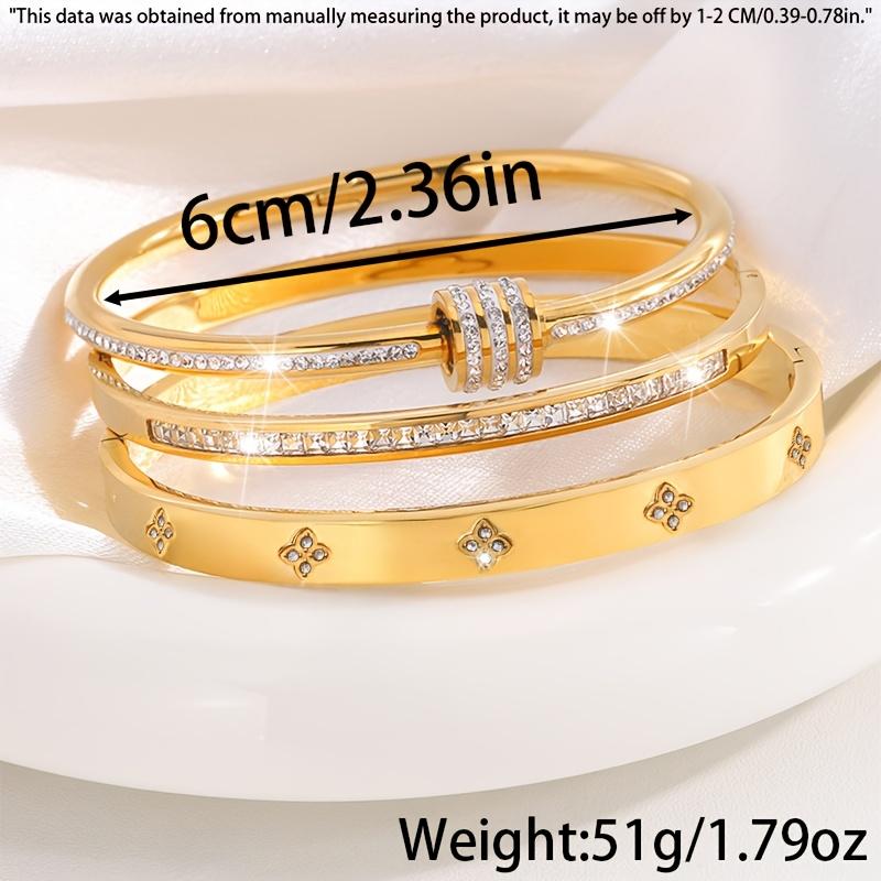high quality3pcs of Light Luxury Elegant Stainless Steel Various Fashion Bracelet Combination Set Classic Match, Suitable for Daily Stacking, Holiday