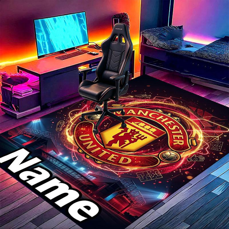 Custom Name Personalized Manchester United Print Carpet, Versatile Home Decor Rug, for Playroom, Apartment, Balcony, Entryway, Hallway Gift