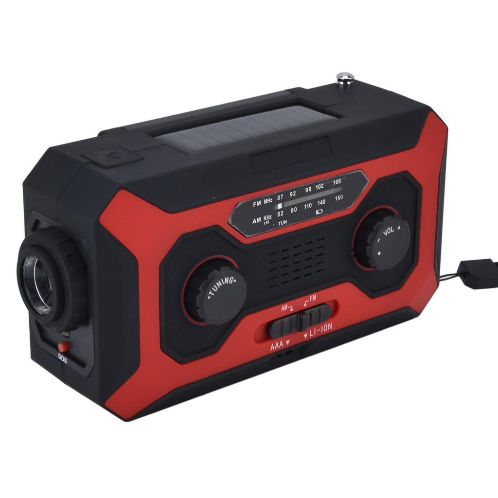 Hand Crank Emergency Weather Radio AM/AM Switching Battery Indicator Flashlight Solar Power Bank