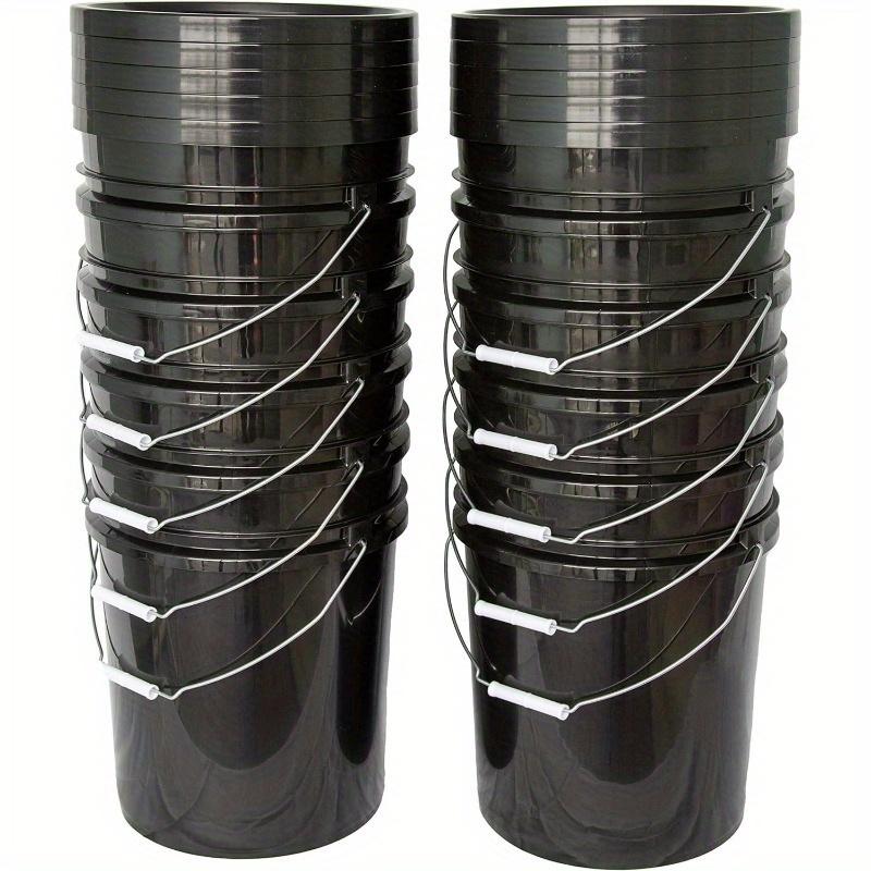 10 Buckets and 10 Lids, Black (4.4 Gallon) - Plastic Material,20L Plastic Barrel Car Bucket, Kimchi Bucket