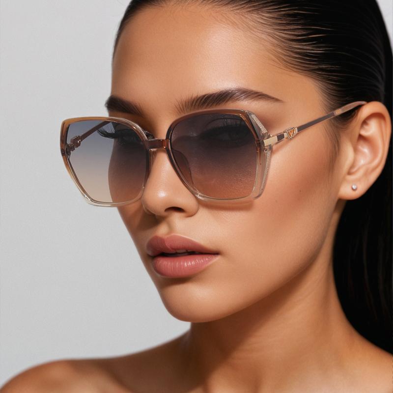 2pcs Vintage Large Frame Rectangle Sunglasses Trendy Women UV400 Protection Gradient Shades
