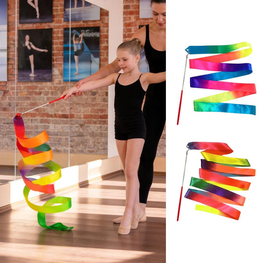 Rhythmische Sportgymnastik Band Farbverlauf Tanz Übungsgerät Gymnastik Tanz Bänder für Vorschulkinder Musikstunden