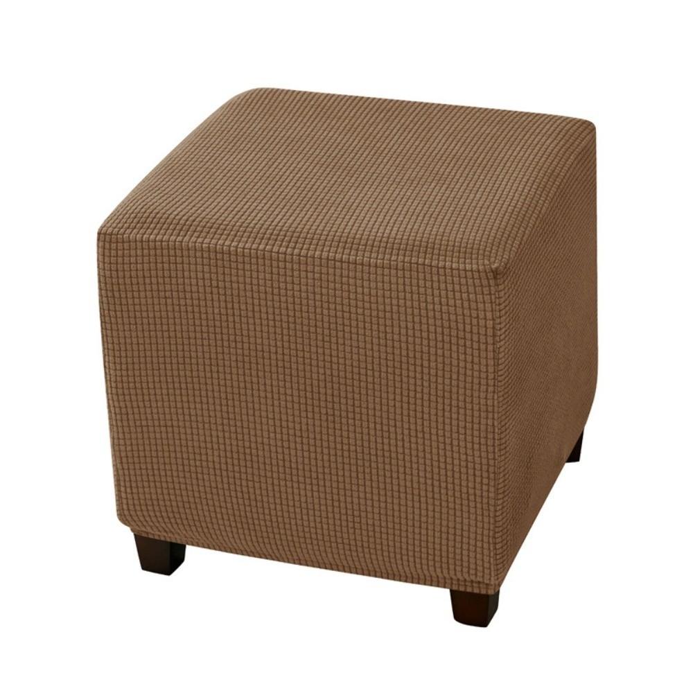 

Durable Solid Color Jacquard Ottoman Cover Elastic Velvet Footrest Slipcover T-Shape Soft Square Stool Cover Home Decor