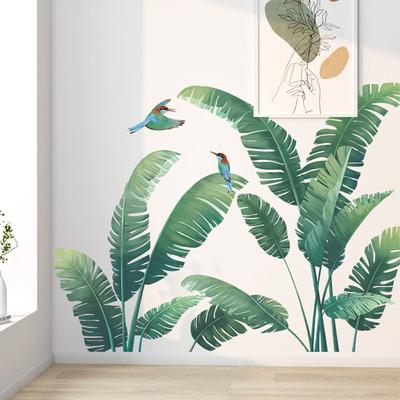 Tropical Plant Leaves Wall Sticker Living Room Bedroom Home Decor Rainforest Green Plants Window Wall Decal Wall Mural