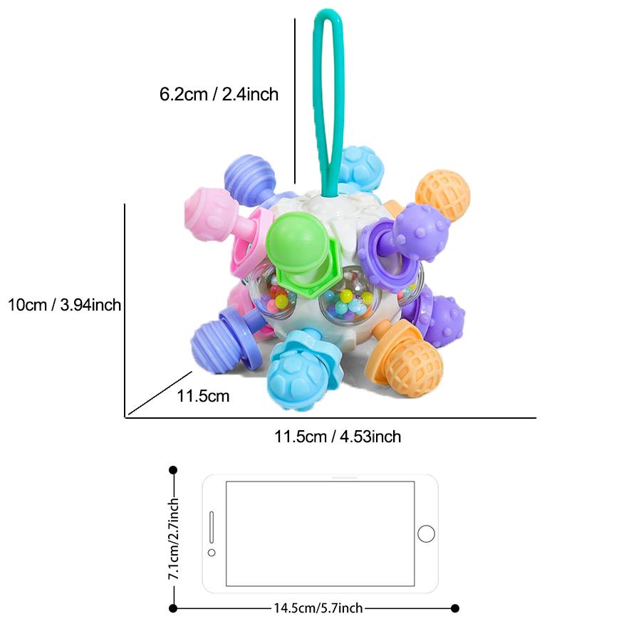 Montessori 0-12 Months Baby Sensory Rattle Teether Toys , Grasping Activity Development Silicone Toys,  Birthday Christmas Gift