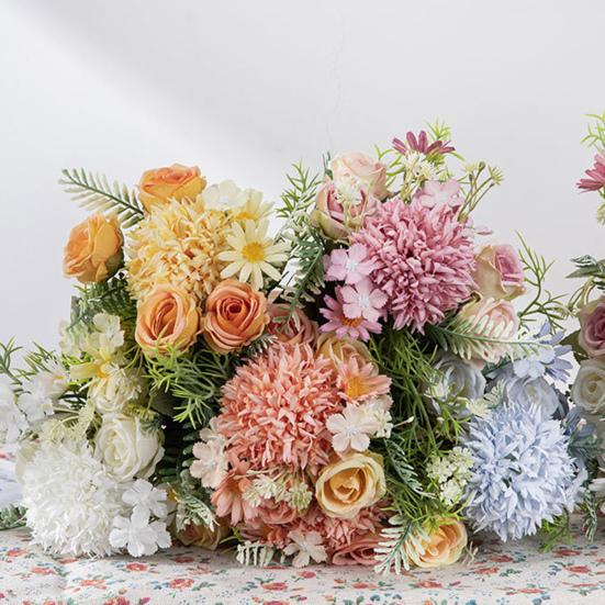Simulation Flower Practical Anti-fading Vivid Color Artificial Flower DIY Peony Fake Artificial Rose Bouquet Wedding Accessories