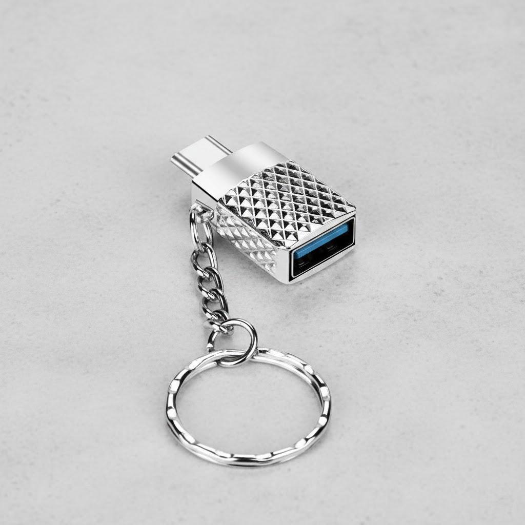 USB C to USB 3.0 OTG Adapter Type C Male to Female Converter with Keychain Zinc Alloy Case for Smartphones Tablets Accessories