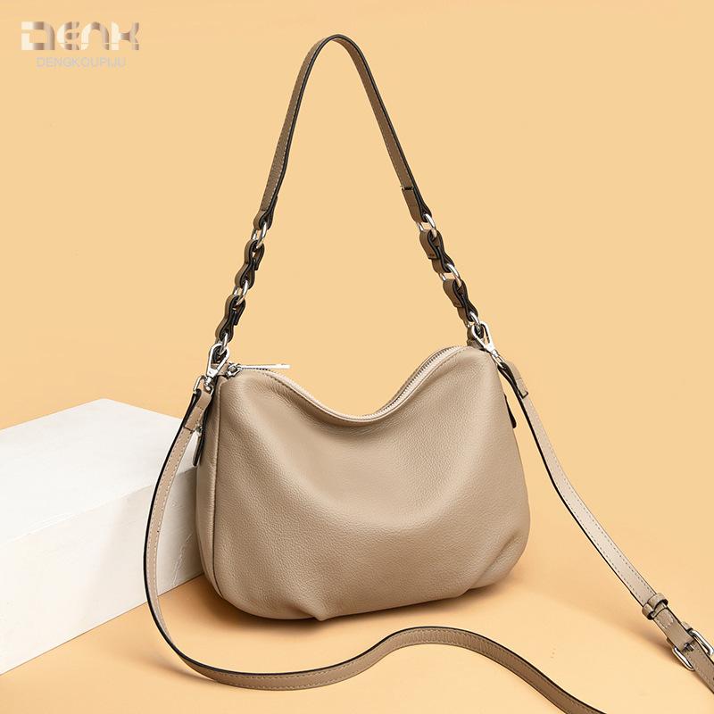 New leather women's bag Korean version of versatile large-capacity first-layer cowhide shoulder messenger bag bag women