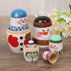 Wood Snowman Russian Doll 5Pcs/Set Christmas Nesting Dolls Cute Xmas Matryoshka Doll  Kids