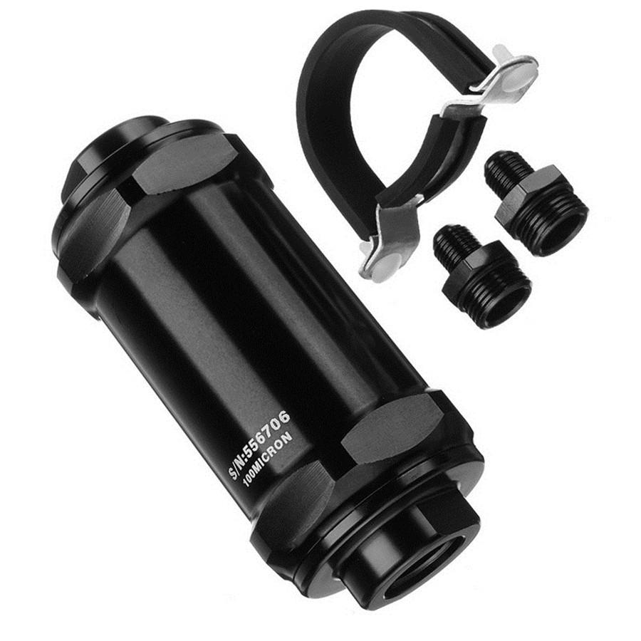 Car Aluminum Inline Fuel Filter E85 Ethanol with 100 Micron Inlet -6 AN / Outlet