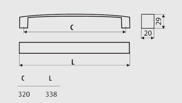 UU24 Handle, Brushed Nickel, 320mm