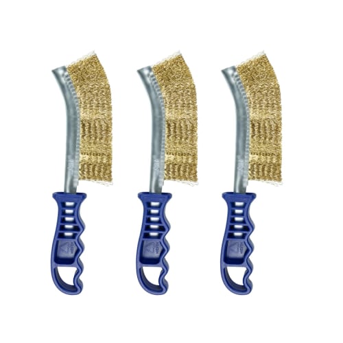 SALI Wire Brush, Brass Brush, Stainless Steel Brush, Metal Brush with Bent Tip and Hole, for Rust Removal, Dirt Removal, Paint Stripping, Cleaning, Se