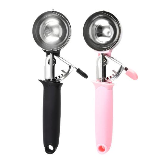 Ice Cream Scoop with Press Release, Stainless Steel Melon Baller, Non Stick Fruit Scoop for Watermelon, Kitchen Tool