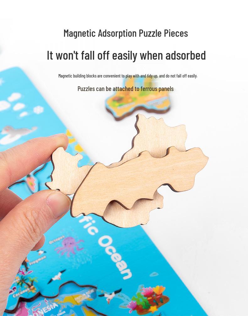 Cross-Border Children's Educational World Map Wooden Puzzle for Early Learning