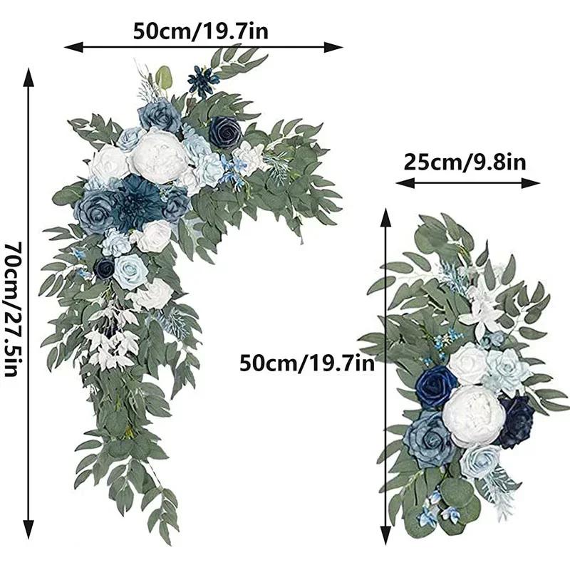 2 Pcs Artificial Wedding Arch Flowers Kit Wedding Flowers Garlands Silk Peony Flower Swag Welcome Sign Floral for Ceremony Party