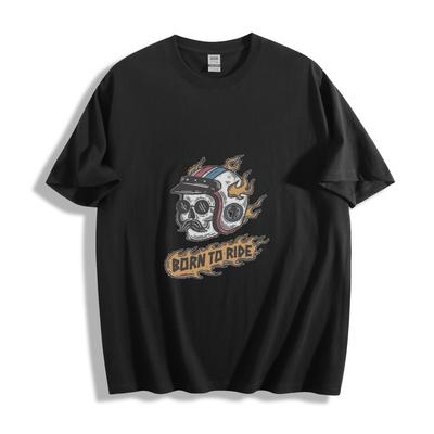 Flaming Skull Rider T-Shirt - Episches Born to Ride Unisex-Tee