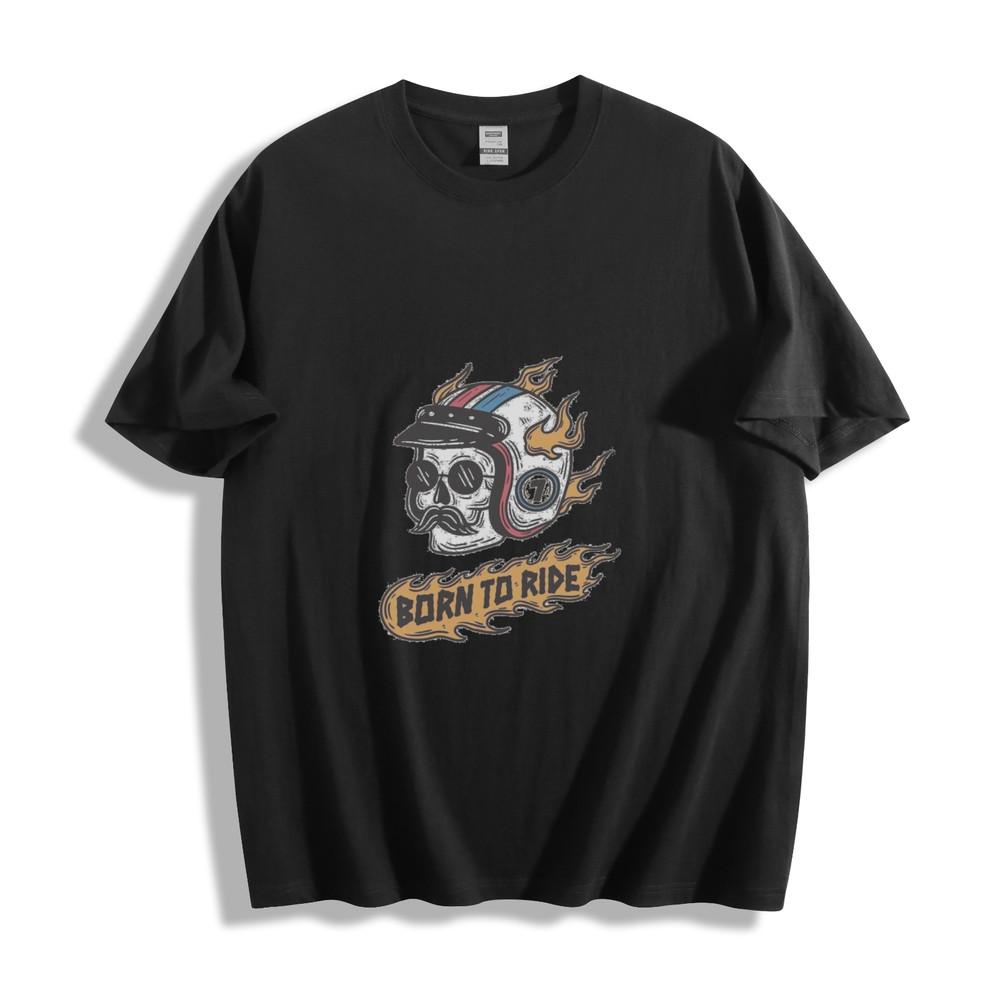 Flaming Skull Rider T-Shirt - Epic Born To Ride Unisex Tee