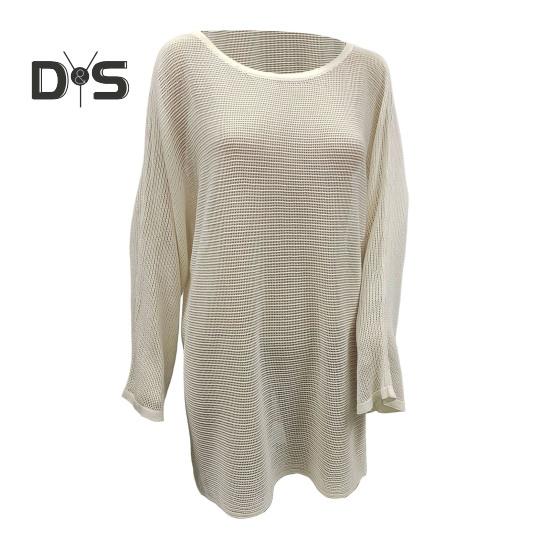 Women Cover Up Dress Batwing Long Sleeve See-through Hollow Mesh Bikini Cover Up Quick-Drying Breathable Beachwear