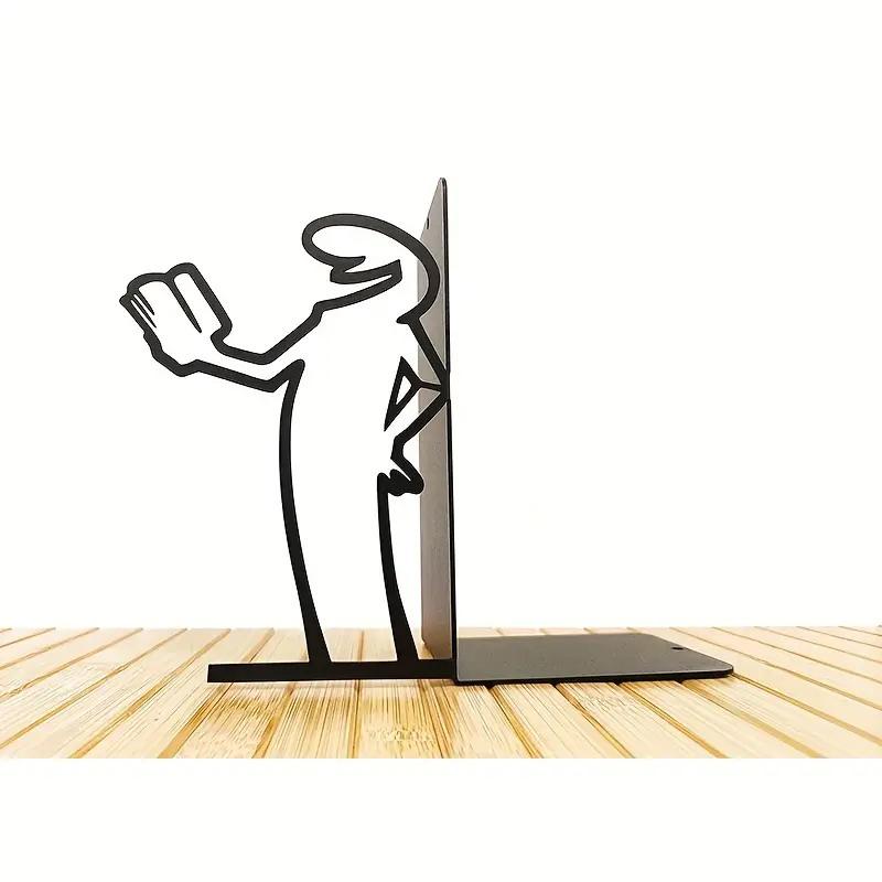 1Pair New Desktop Book Stand Cute Line Villain Black Creative Desktop Decoration Iron Book Stand