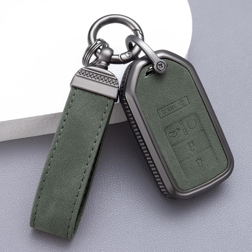 YO&YOYE Compatible with Honda Key Fob Cover with Keychain Leather Key Case Protector for Honda Accord Civic CRV Pilot HRV Odyssey Ridgeline Passport