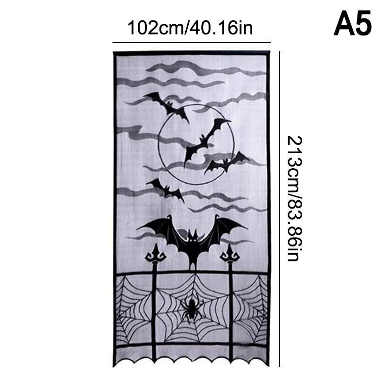 Spooky Halloween Table Runner Black Lace Spider Web Design Tablecloth Fireplace Scarf Haunted House Decor Party Decoration