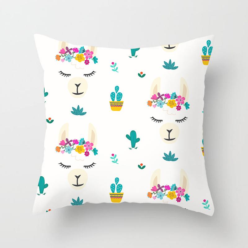 Cute Cartoon Alpaca Cushion Cover Creative Alpaca Printed Decorative Pillow Cover Alpaca Pillow Cover Sofa